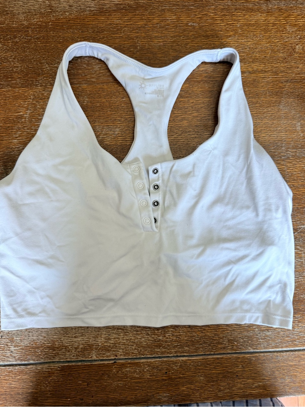 aerie White Racerback Snap-Front Crop Tank